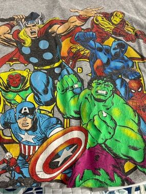 Marvel Branded Heather Grey Tee with Black Logo Print
